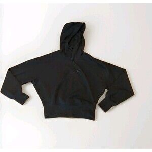 Old Navy Active Dynamic Fleece Hoodie Sweatshirt Womens Small Black Cropped